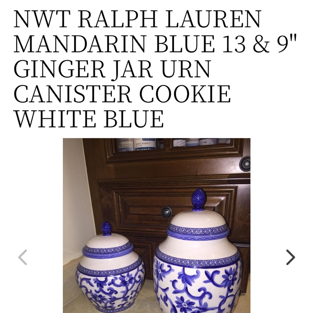 Ralph Lauren Blue and White Canister  PORCELAINE Jar NEW very very rare